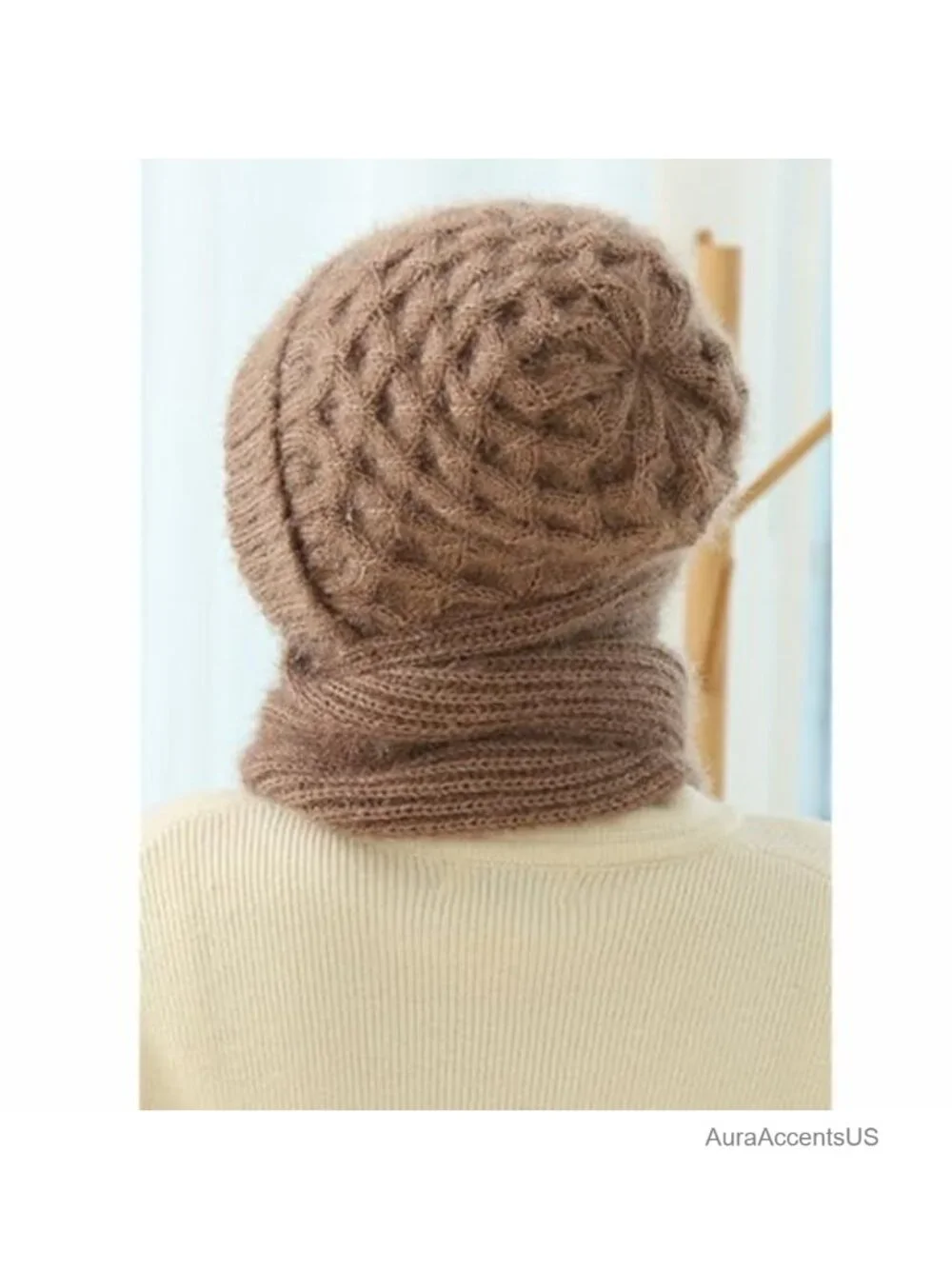 Women's Knit Beanie Hat with Fleece Scarf Winter Ear Protection